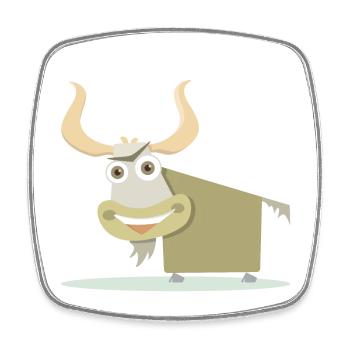 Fröhliche Illustration einer tibetischen Kuh. - Viereckiger Kühlschrankmagnet - Weiß - Vorne