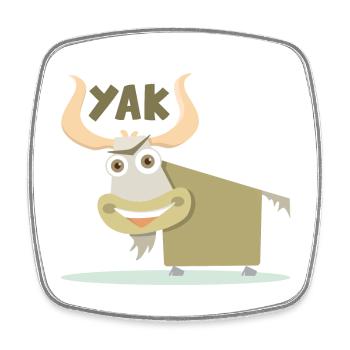 Fröhliche und farbenfrohe Illustration eines Yaks - Viereckiger Kühlschrankmagnet - Weiß - Vorne