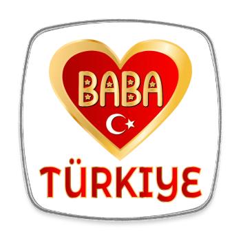 TURKISH BABA FATHER TÜRKIYE - Square fridge magnet - white - Front