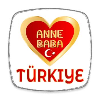 TÜRKISCHE ELTERN TÜRKIYE ANNE BABA - Viereckiger Kühlschrankmagnet - Weiß - Vorne