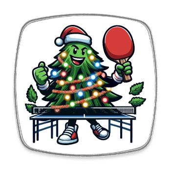 Tischtennis Weihnachtsbaum Kostüm Tannenbaum - Viereckiger Kühlschrankmagnet - Weiß - Vorne
