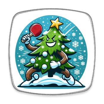 Tischtennis Weihnachtsbaum Kostüm Tannenbaum - Viereckiger Kühlschrankmagnet - Weiß - Vorne