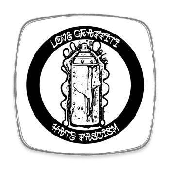 LOVE GRAFFITI HATE FASCISM - Square fridge magnet - white - Front