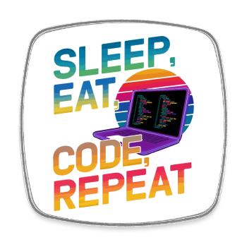 Sleep Eat Code Repeat Geschenk für Coder - Viereckiger Kühlschrankmagnet - Weiß - Vorne