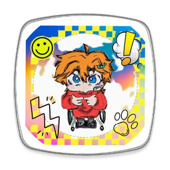 Colorful Pop Art Wheelchair Hero - Square fridge magnet - white - Front