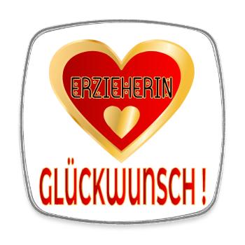 GLÜCKWUNSCH ERZIEHERIN HERZ - Viereckiger Kühlschrankmagnet - Weiß - Vorne