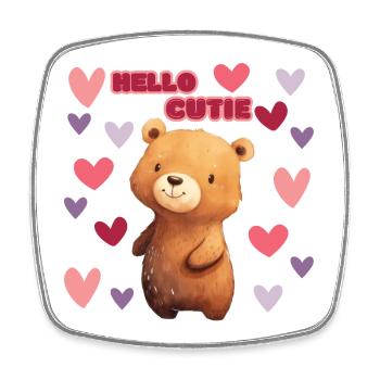Hello Cutie - Viereckiger Kühlschrankmagnet - Weiß - Vorne