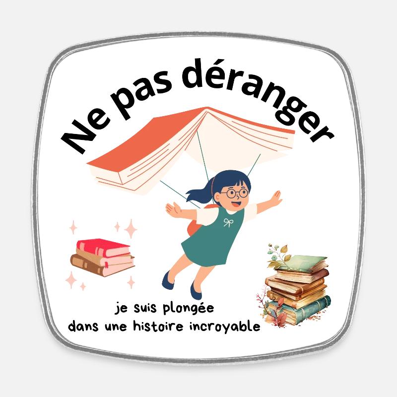 Ne pas déranger lecture - Magnet carré - blanc