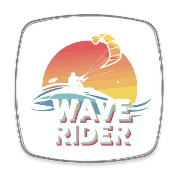 Wave Rider - Dynamische Kiteboarding Kunst - Viereckiger Kühlschrankmagnet - Weiß - Vorne
