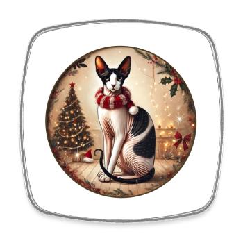 Weihnachtsporträt mit Sphynx - Viereckiger Kühlschrankmagnet - Weiß - Vorne