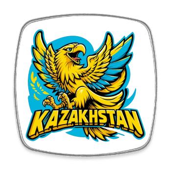 Kazakhstan Aigle Armoiries Emblème Drapeau Cadeau - Magnet carré - blanc - Devant
