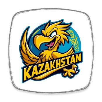 Kazakhstan aigle crête dessin animé drapeau cadeau - Magnet carré - blanc - Devant