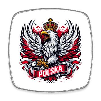 Pologne Polska aigle emblème drapeau drapeau cadeau - Magnet carré - blanc - Devant