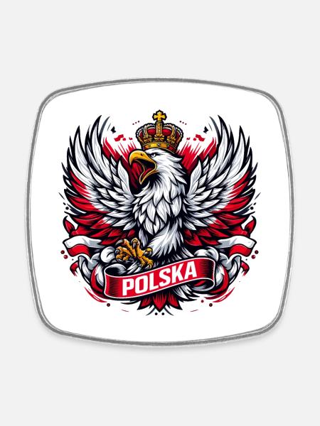 Pologne Polska aigle emblème drapeau drapeau cadeau - Magnet carré - blanc