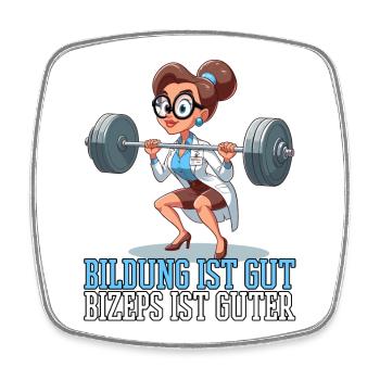Bildung Bizeps witzig Bodybuilding Frau Geschenk - Viereckiger Kühlschrankmagnet - Weiß - Vorne