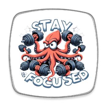Fokus Kraken Oktopus witzig Gym Fitness Geschenk - Viereckiger Kühlschrankmagnet - Weiß - Vorne