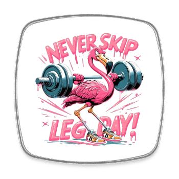 Jour des jambes Flamingo Leg Workout Cadeau de gymnastique drôle - Magnet carré - blanc - Devant