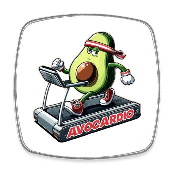 Avocardio Cardio Avocado witzig Gym Geschenk - Viereckiger Kühlschrankmagnet - Weiß - Vorne