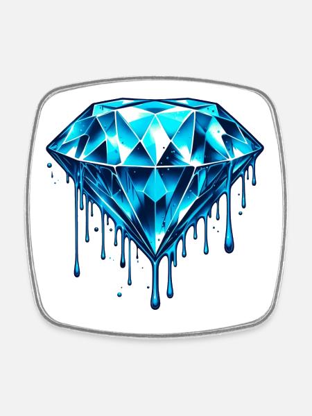 Diamant - Magnet carré - blanc