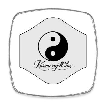 Karma regulates this - calm, strength, Zen & Yoga - Square fridge magnet - white - Front