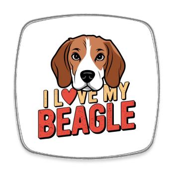 I Love My Beagle - Dog Fan Dog Lover Dog - Magnet carré - blanc - Devant