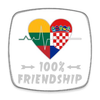 Lithuania and Croatia 100% friendship - Square fridge magnet - white - Front