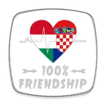 Hungary and Croatia 100% friendship - Square fridge magnet - white - Front