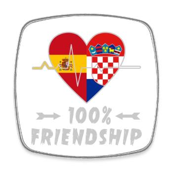 Spain and Croatia 100% friendship - Square fridge magnet - white - Front