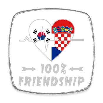 Südkorea und Kroatien 100% Freundschaft - Viereckiger Kühlschrankmagnet - Weiß - Vorne
