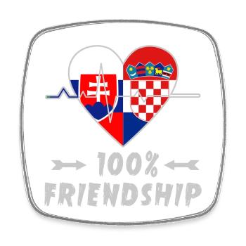 Slowakei und Kroatien 100% Freundschaft - Viereckiger Kühlschrankmagnet - Weiß - Vorne