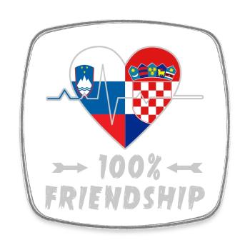 Slovenia and Croatia 100% friendship - Square fridge magnet - white - Front