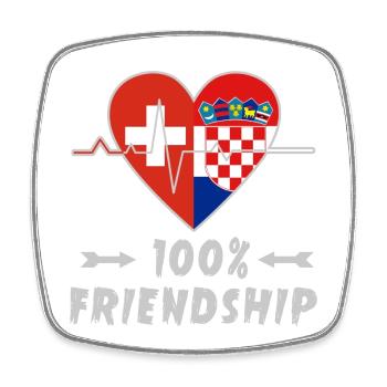 100 % amitié entre la Suisse et la Croatie - Magnet carré - blanc - Devant