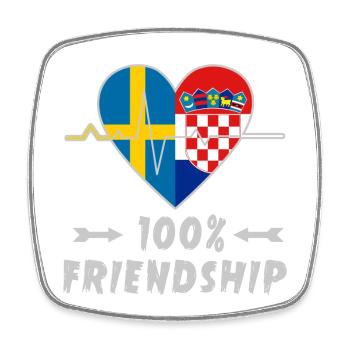 Schweden und Kroatien 100% Freundschaft - Viereckiger Kühlschrankmagnet - Weiß - Vorne