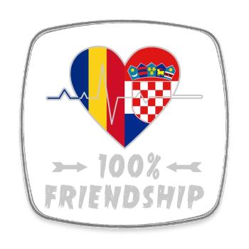 Rumänien und Kroatien 100% Freundschaft - Viereckiger Kühlschrankmagnet - Weiß - Vorne