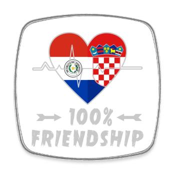 Paraguay and Croatia 100% friendship - Square fridge magnet - white - Front