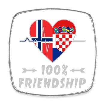 Norwegen und Kroatien 100% Freundschaft - Viereckiger Kühlschrankmagnet - Weiß - Vorne