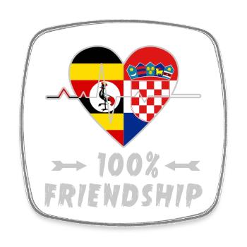 Uganda and Croatia 100% friendship - Square fridge magnet - white - Front