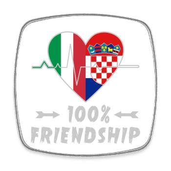 Italien und Kroatien 100% Freundschaft - Viereckiger Kühlschrankmagnet - Weiß - Vorne