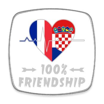 France and Croatia 100% friendship - Square fridge magnet - white - Front