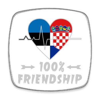 Estland und Kroatien 100% Freundschaft - Viereckiger Kühlschrankmagnet - Weiß - Vorne