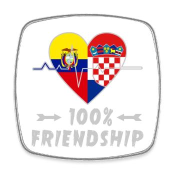 Ecuador und Kroatien 100% Freundschaft - Viereckiger Kühlschrankmagnet - Weiß - Vorne