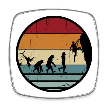 Evolution Climber Retro Kreis - Viereckiger Kühlschrankmagnet - Weiß - Vorne