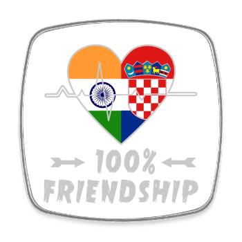 L'Inde et la Croatie : amitié à 100 % - Magnet carré - blanc - Devant
