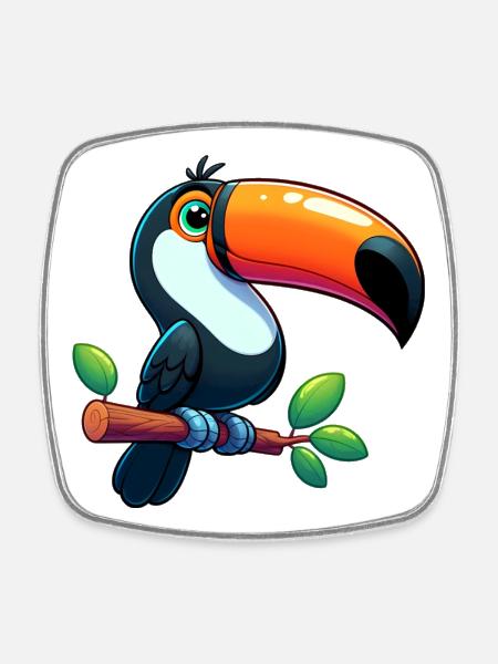 Toucan - Magnet carré - blanc