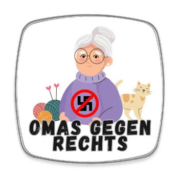 Omas gegen Rechts - Viereckiger Kühlschrankmagnet - Weiß - Vorne