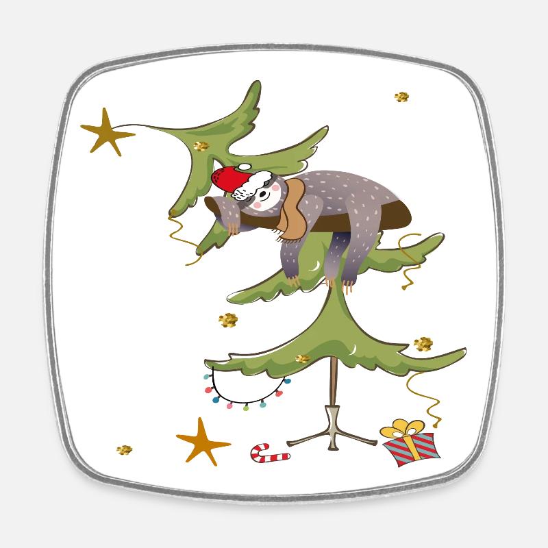 Faultier Christmas Weihnachten - Viereckiger Kühlschrankmagnet - Weiß
