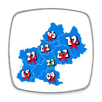 Midi-Pyrénées Region - Square fridge magnet - white - Front
