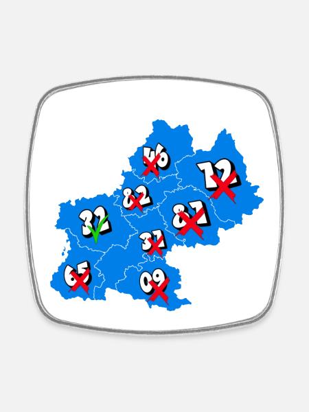Région Midi-Pyrénées - Magnet carré - blanc