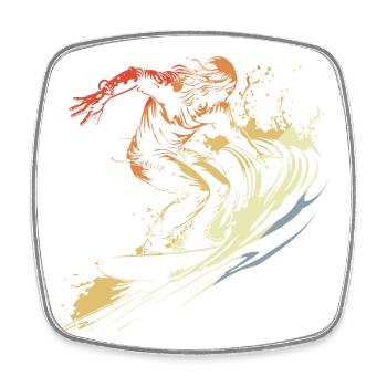 Surf Vintage - Magnet carré - blanc - Devant