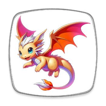 Drache - Viereckiger Kühlschrankmagnet - Weiß - Vorne